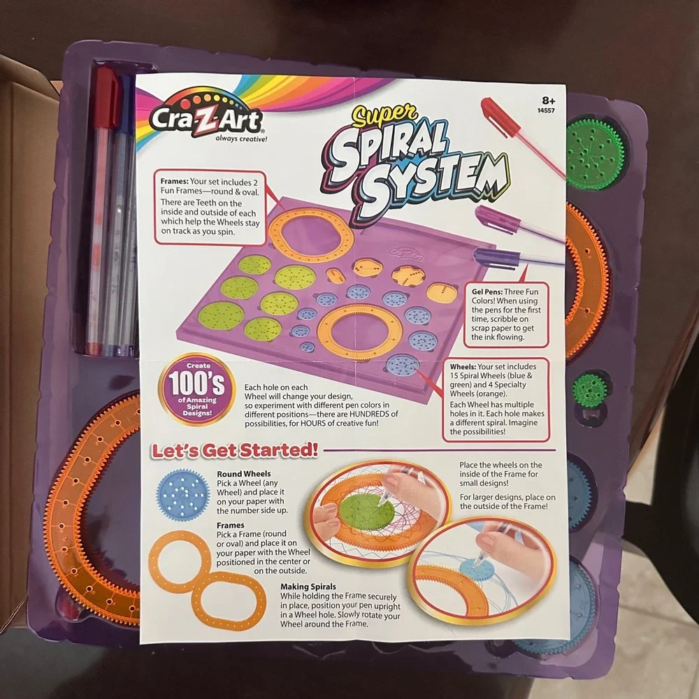 Cra Z Art Super Spiral‎ System Drawing Art Kit Kids Fun Creative Design Tools